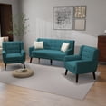 thumbnail image 2 of Daisy Cotton/ Linen Look Fabric Modern Accent Chair Armchair Sets Light Blue(Chair&Sofa Set) 3-Piece, 2 of 5