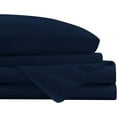thumbnail image 2 of 1000 Thread Count 4 Pcs Bed Sheets Set Solid Egyptian Cotton Twin Size 15 Inches Deep Pocket Navy Blue Solid Cotton Sheets, 2 of 5