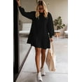 thumbnail image 6 of Women's Casual Black Solid Color Puff Sleeve Ruffle Hem Mini Dress - [ZhiHiMeRi] | (US 12-14)L, 6 of 7