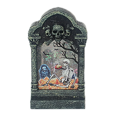 

Halloween Tombstone Light Multipurpose Skull Head Tombstone Lamp Battery Powered 7 Light Color Changing LED Night Light