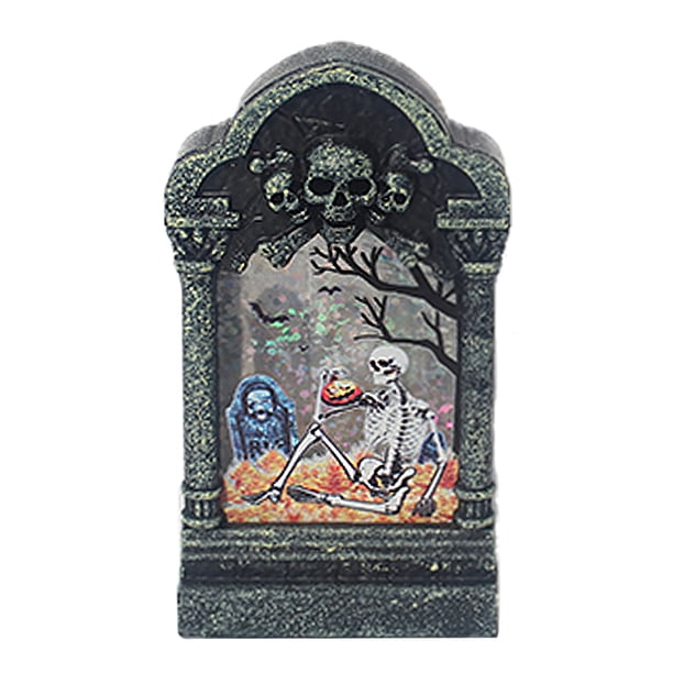 Luz De Lápida De Halloween Lámpara De Lápida De Cabeza De Calavera Multiusos Alimentado Por Batería 7 Luz De Cambio De Color Led Luz De Noche Para La Fiesta Del Festival En Casa Advancent HA026983-02