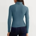 thumbnail image 4 of Long Sleeve Shirts for Women Dressy Womens Long Sleeve Turtleneck Crop Tops Basic Slim Fitted Going Out T Shirts Winter Clothes Z0B-Navy, XXL, 4 of 6