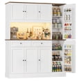 thumbnail image 5 of Homfa 72.8" Tall Kitchen Pantry Cabinet with LED & Charging Station, Modern Storage Cabinet with Drawers and Door Shelves, 8 Doors Freestanding Cupboard Buffet for Dining Room, White, 5 of 9