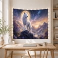 thumbnail image 5 of White Wolf on Mountain Under Full Moon, Mystical Fantasy for Wildlife Lovers, Majestic Wilderness Wall Art Christmas Gift, Tapestry Wall Hanging for Living Room and Bedroom, 5 of 7