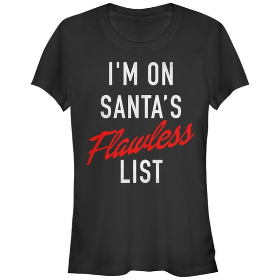 Junior's Lost Gods Christmas Santa's Flawless List Graphic Tee Black X Large