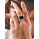 thumbnail image 2 of Anillo Richsteel, ónix negro, acero inoxidable, plata, tamaño 9, 2 of 7