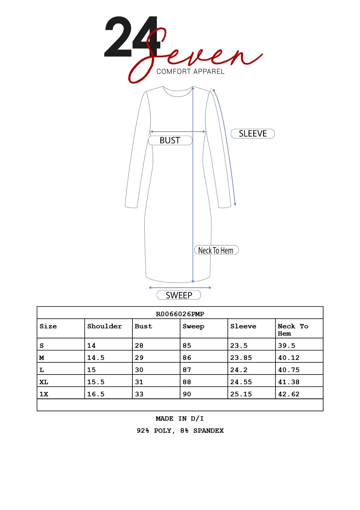 24/7 Comfort Apparel Womens Floral Purple Long Sleeve Knee Length Dress