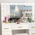 thumbnail image 3 of Pakasept LED Lights Mirror Drawers Vanity Desk Stool table Set White, 3 of 7