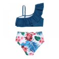 thumbnail image 3 of BESLY Little Girl's Ruffle Bikini Swimsuit High Waist Beach Bathing Suit Quick Dry Sport Swimwear, 3 of 3