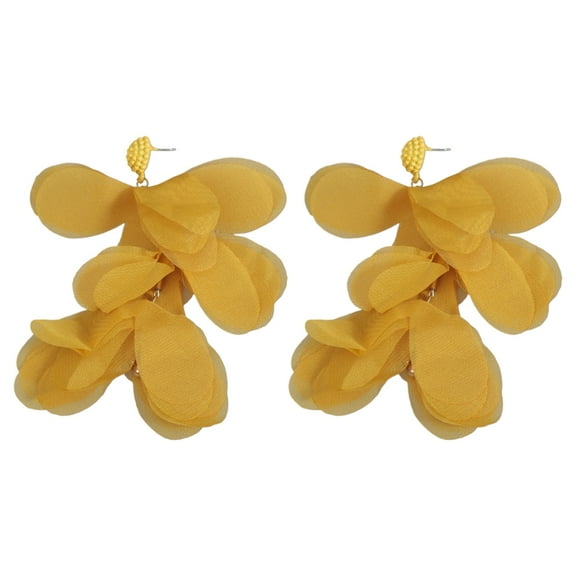 Necvior Chiffon Flower Earrings Lightweight Beaded Floral Statement Ear Rings Stylish Wedding Jewelry for Fashion Enthusiasts