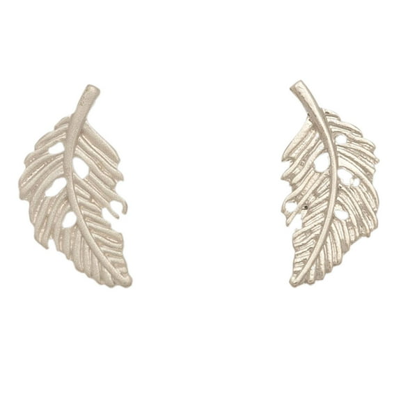 Women's Silver Stud Buds Feather Earrings by Howard's