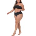 thumbnail image 4 of Agnes Orinda Women's Plus Size Valentines Day 2 Piece Bandeau Bikini Velvet Leopard Swimsuit High Waisted Bathing Suits 3X Black, 4 of 6