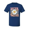 thumbnail image 2 of Wild Bobby Retro Better Together Daisy Smiley Face Checkered Background Vintage Men Tee, Royal, 3X-Large, 2 of 6