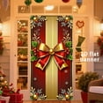 thumbnail image 5 of Virelaxpo Red and Gold Christmas Door Curtain with Bow and Snowflake Patterns, Printed Santa Design for Indoor Outdoor Festive Front Door Decor, 5 of 7