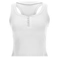 thumbnail image 6 of Women's Henley Crop Tank Tops Button up Sleeveless T Shirts Workout Summer Casual Slim Fit Solid Color Blouses (XL, White), 6 of 7