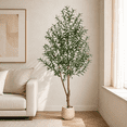 thumbnail image 4 of ROMSWI 7FT Artificial Tree Tall with Pot, Olive Faux Plant with Lifelike Fruits and Natural Wood Trunk for Indoor Home House Office Decor, 4 of 10