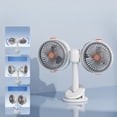 thumbnail image 1 of Clip de Ventilador de Doble Cabezal con Batería Recargable USB, Ventilador de Escritorio Portátil con Velocidad Ajustable, Flujo de Aire de 360°, para Dormitorio, Oficina, Habitación, Campamento, 1 of 7