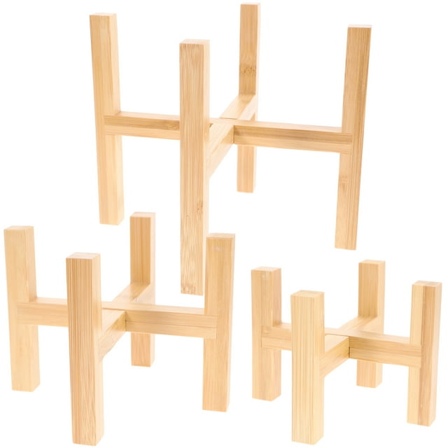 3pcs Flower Pot Stands Flower Pot Holders Wooden Bonsai Stands Bonsai Racks