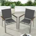 thumbnail image 3 of Best Choice Products Set of 2 Textilene Chairs, Steel Conversation Accent Furniture w/ Armrests - Taupe/Charcoal, 3 of 10