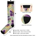 thumbnail image 3 of Coolnut High Elasticity Compression Socks, High Knee Socks Adult Universal Leisure Relieve Fatigue, Purple Violets Travel Daily with Running (1 Pair) Gift, 3 of 7