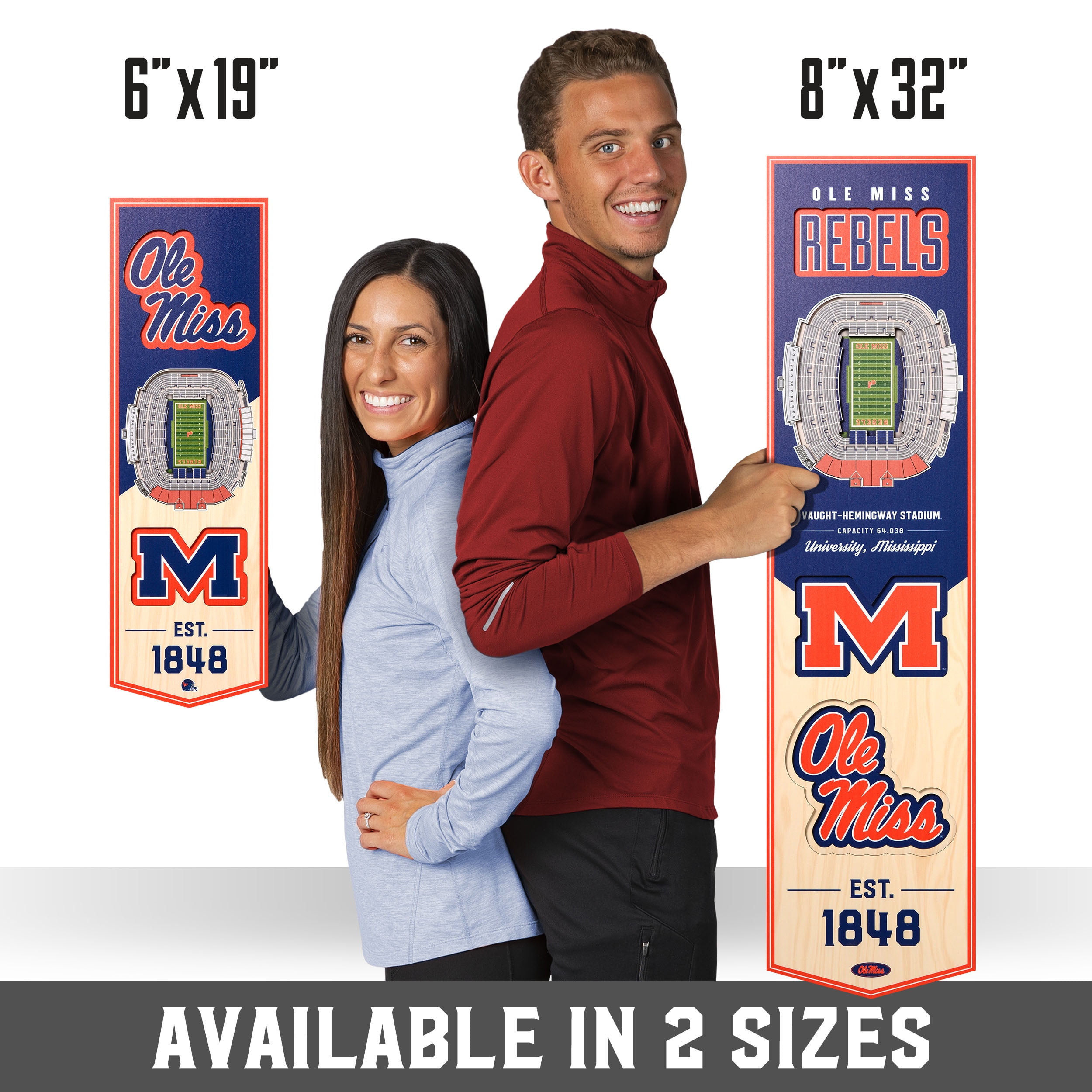 YouTheFan NCAA Mississippi Rebels 6'' x 19'' 3D Stadium View Banner