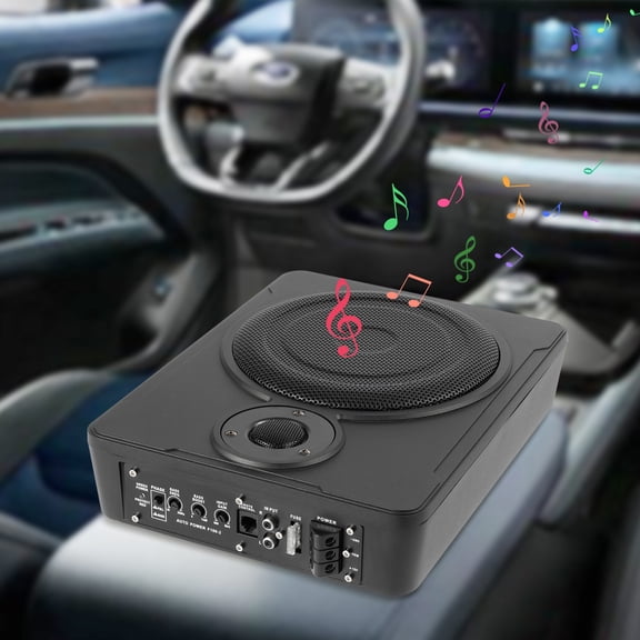 600w 8 " Modern Black Car Under Seat Powered Subwoofer Slim Active Sub In-Car Entertainment for Trucks