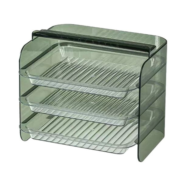 Estante organizador de almacenamiento de frutas y verduras de plástico multicapa para encimera de cocina, escurridor de platos auxiliares, bandeja apilable transparente para cocinar verduras picadas,