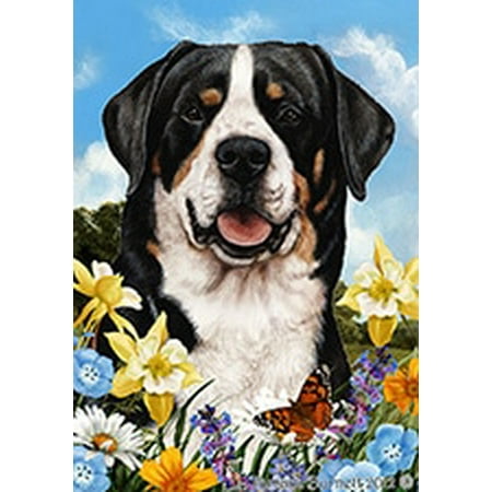 Greater Swiss Mountain Dog -  Best of Breed Summer Flowers Garden