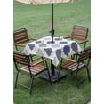 thumbnail image 4 of Outdoor Tablecloth with Umbrella Hole for Patio/Picnic/Party/Camping, Grey Purple Moroccan Waterproof Table Cloth Square Cover Washable, Retro Bohemia Geometric Pattern (60"x 60"), 4 of 8