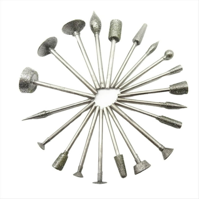 20 Brocas de Diamante con Vástago de 3 mm para Pulir Vidrio, Piedra de Jade, Grabado y Tallado, Herramienta Rotativa.