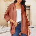 thumbnail image 3 of Vivianyo HD Women's Crinkle Gauze Cardigan, Button Front Roll Up Sleeve Mid Length Lightweight Outer Top for Beach Vacation Wear, Sizes S-2XL, 3 of 5