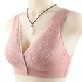 thumbnail image 6 of Lovskoo 2024 Plus Size Front Button Bra Lace Push Up Convenient Front Closure Sports Bras Wire-Free Ultra Soft Cup Everyday Sleep Bras for Women Girls Pink, 6 of 8