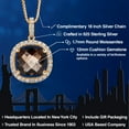 thumbnail image 2 of Gem Stone King 18K Yellow Gold Plated Silver Cushion/Checkerboard Brown Smoky Quartz and White Moissanite Pendant Necklace for Women (6.76 Cttw, with 18 inch Chain), 2 of 6