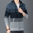thumbnail image 3 of IYTR Men's Winter Warm Color Block Knitted Hooded Drawstring Sweater Coat Fleece Lined Thickening Cardigan with Pockets Blue XXL, 3 of 6