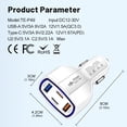 thumbnail image 2 of Cargador rápido de coche Adaptador de corriente para automóvil 4 en 1 QC3.0 18W 2USB + 2PD Toma de cargador 12-30V (Blanco), 2 of 9