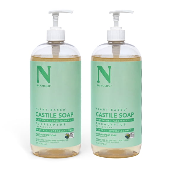 Dr. Natural Castile Liquid Soap, Bathroom Soap, Eucalyptus, 32 oz, 2 pk
