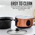 thumbnail image 5 of OVENTE Electric Slow Cooker with 3 Cooking Settings Non-Stick and Dishwasher Safe Stoneware, Stainless Steel Body, Glass Lid, 3.7 Qt Oval Pot for Entrees, Soups, Sauces, Stews & Dips, Copper SLO35ACO, 5 of 8