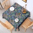 thumbnail image 2 of Blue Pioneer Flower and Paisley Pattern Square Tablecloth,Waterproof Square Table Cover,Wipeable Spillproof Washable Table Cover for Home Kitchen Party Decor 60"x60"(152x152cm), 2 of 6