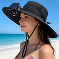 thumbnail image 5 of Gorro de ala ancha con energía solar para hombres y mujeres, protección UV para exterior en la playa y sombrero de pesca, gorro refrescante ajustable para verano, 5 of 5
