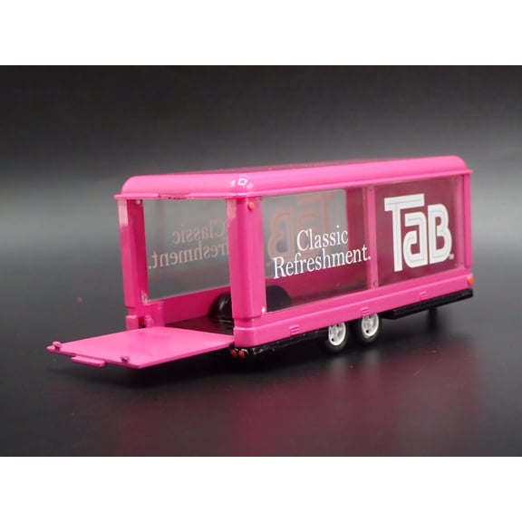 Open Box ENCLOSED GLASS CAR DISPLAY TRAILER TAB COLA 1:64 SCALE DIORAMA DIECAST MODEL CAR