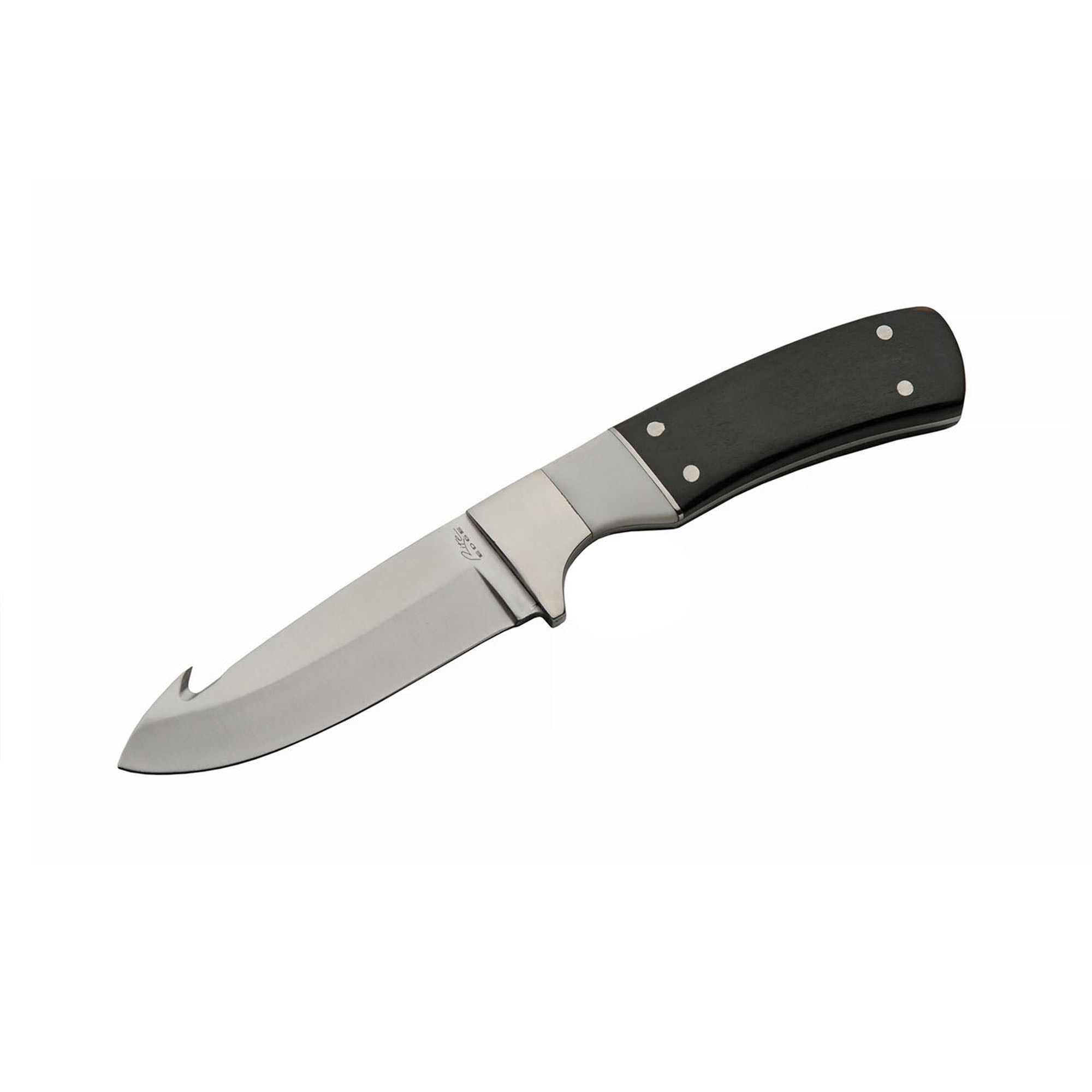 SZCO 7" Guthook Utility Knife with White Spacer Pakkawood Handle & Nylon Sheath