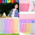 thumbnail image 4 of Paquete de 2 faldas de mesa de arcoíris de 6 pies para fiesta de cumpleaños, falda de mesa de tul para Baby Shower, niña, niño, mantel de arcoíris para revelar género, 4 of 5