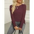 thumbnail image 2 of Women Long Sleeve Crew Neck Slim Fit Stretchy Layer T Shirts Tops, 2 of 6