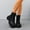 Black, variant on Beige Female Casual Ankle Footwear With Front Lace Up And Side Zipper Suitable For Cold Weather Solid Color Round Toe Mid Heel Construction Everyday Wear