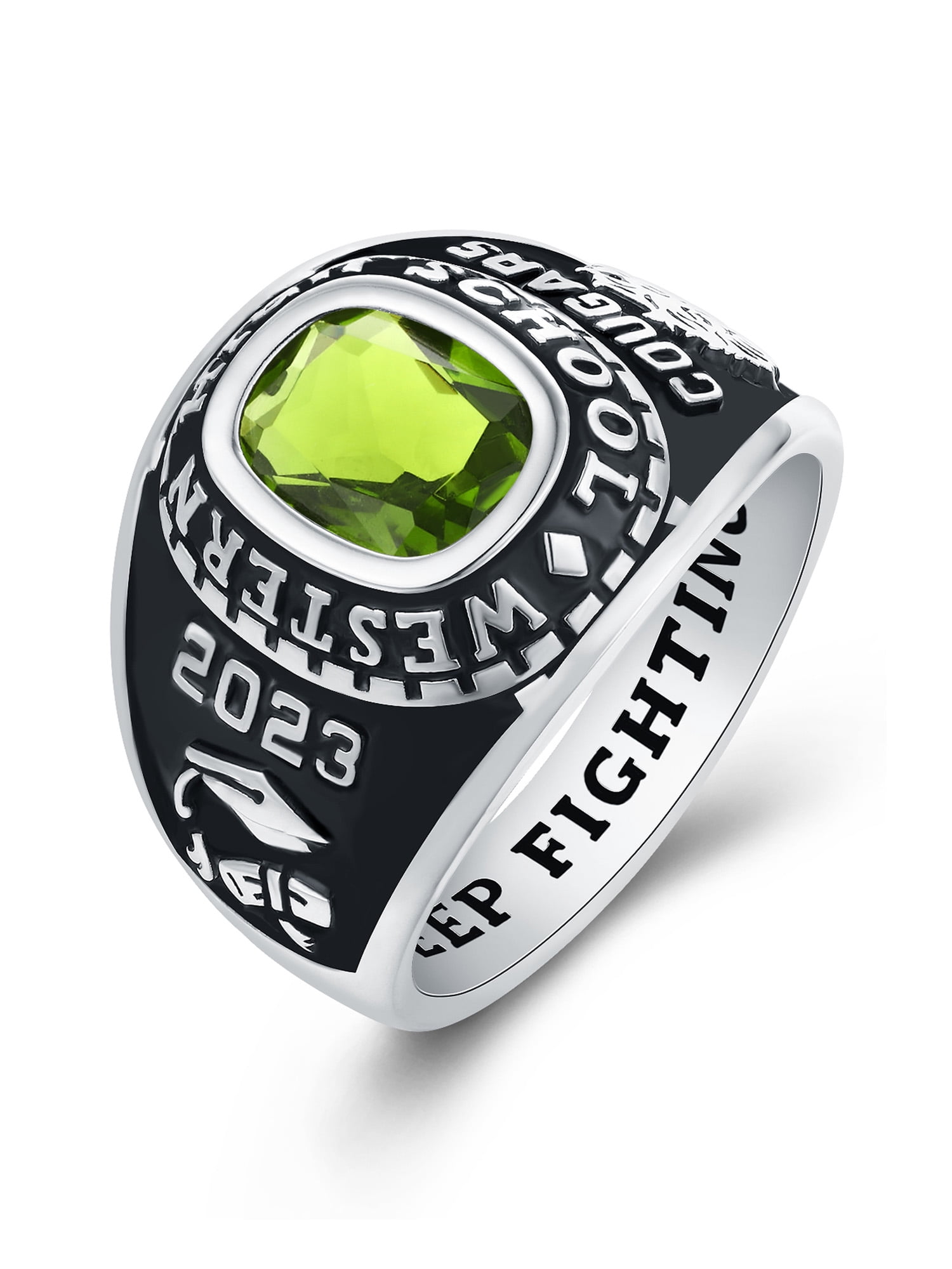 Mementos USA Customized Sterling Silver Class Rings for Men High School College-Platinum-Ultimate