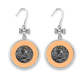 thumbnail image 1 of Circular Sculpture Myth Legend Deity Bow Earrings Drop Stud Pierced Hook, 1 of 3