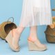 thumbnail image 2 of Espadrille Wedge Heel Platform Slide Sandal for Women Beige US 8.5/UK 6.5/EU 39, 2 of 6