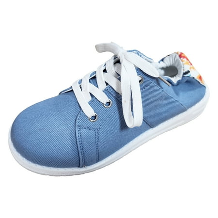 

Blphud Clearance Shoes for Women Summer Shoes for Women 2024 Casual Womens Summer Shoes Leisure Women s Four Seasons Print Non Slip Flat Round Toe Breathable Lace Up Lazy Two Ways Cloth Shoes Blue 41