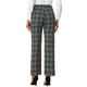 thumbnail image 3 of Pantalones largos rectos de cintura elástica con botones y cremallera de cuadros para mujer INSPIRE CHIC XL azul verde, 3 of 6