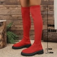 thumbnail image 6 of Lovzfmll Knee High Boots Women, Over The Knee Sock Boots Stretch Chunky Heel, Chunky Mid Heel Round Toe Chelsea Boots Casual Fall Red Boots, 6 of 9